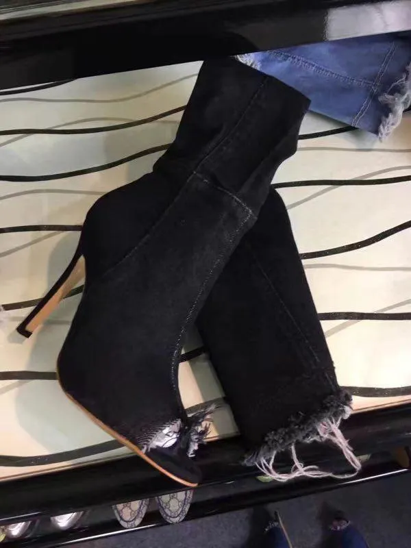Fashion Stiletto High Heel Peep Toe Hollow Out Breathable Elastic Over The Knee Boots