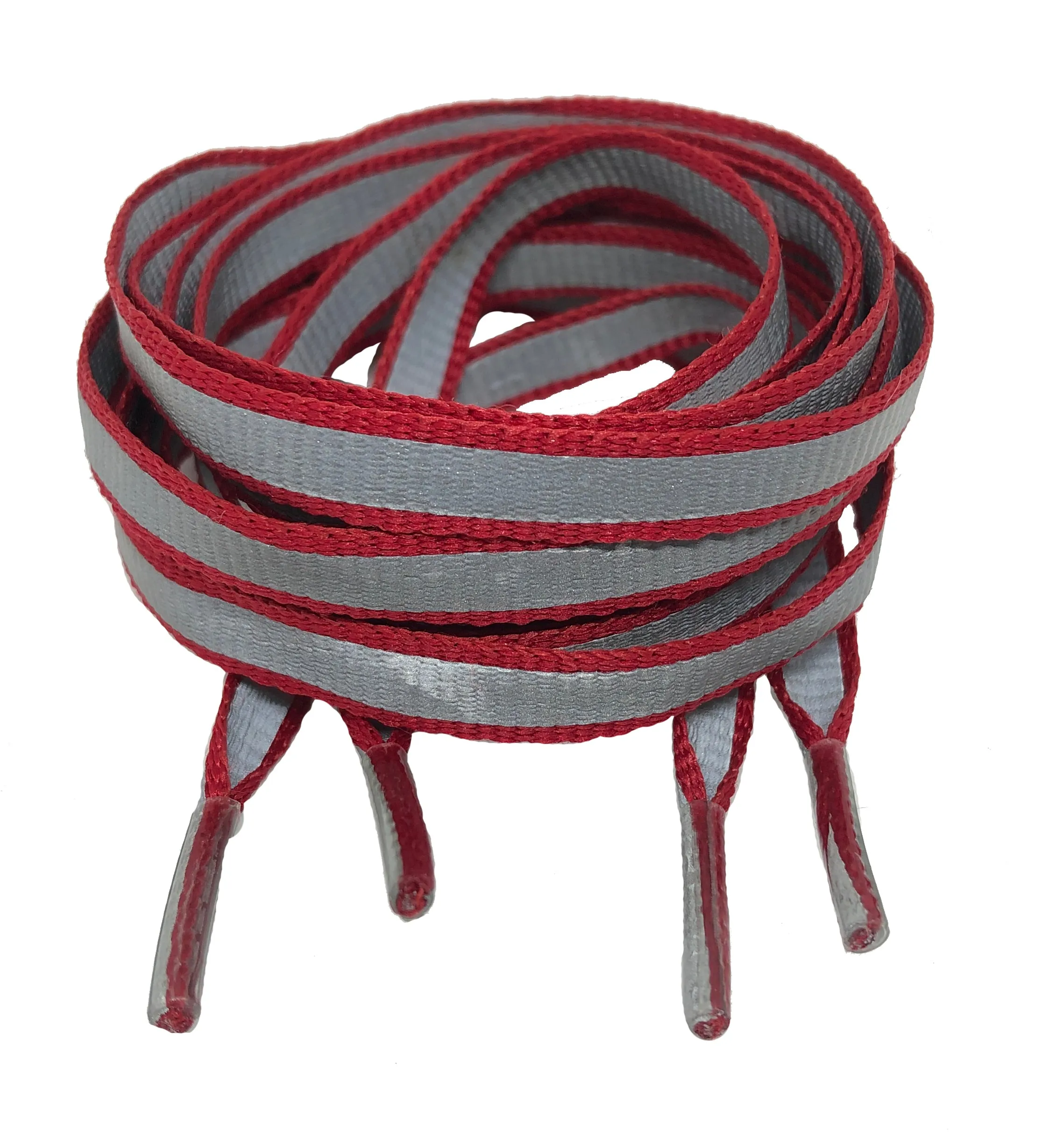 Flat Reflective Red Shoelaces - 8mm wide