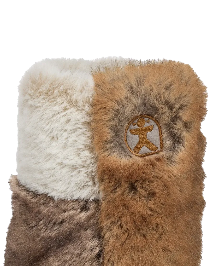 Florence Longer Length Luxury Faux Fur Slipper Boots in Patchwork Ferret