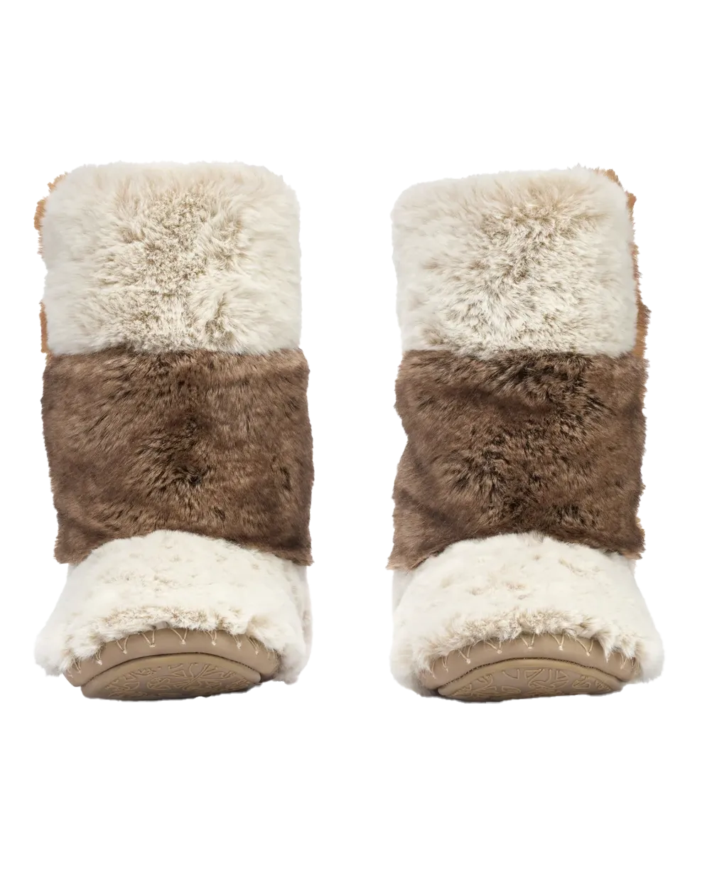 Florence Longer Length Luxury Faux Fur Slipper Boots in Patchwork Ferret
