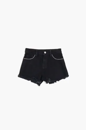 Girls Frayed Studded Denim Shorts (Kids)