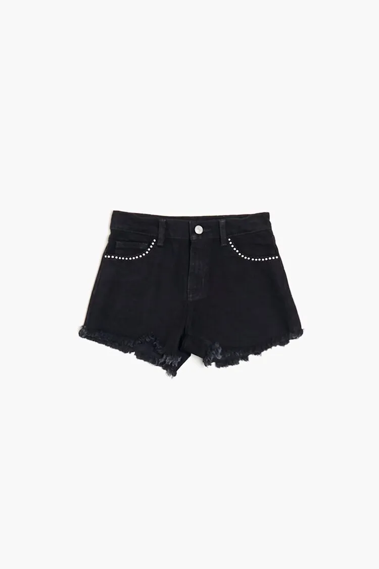 Girls Frayed Studded Denim Shorts (Kids)