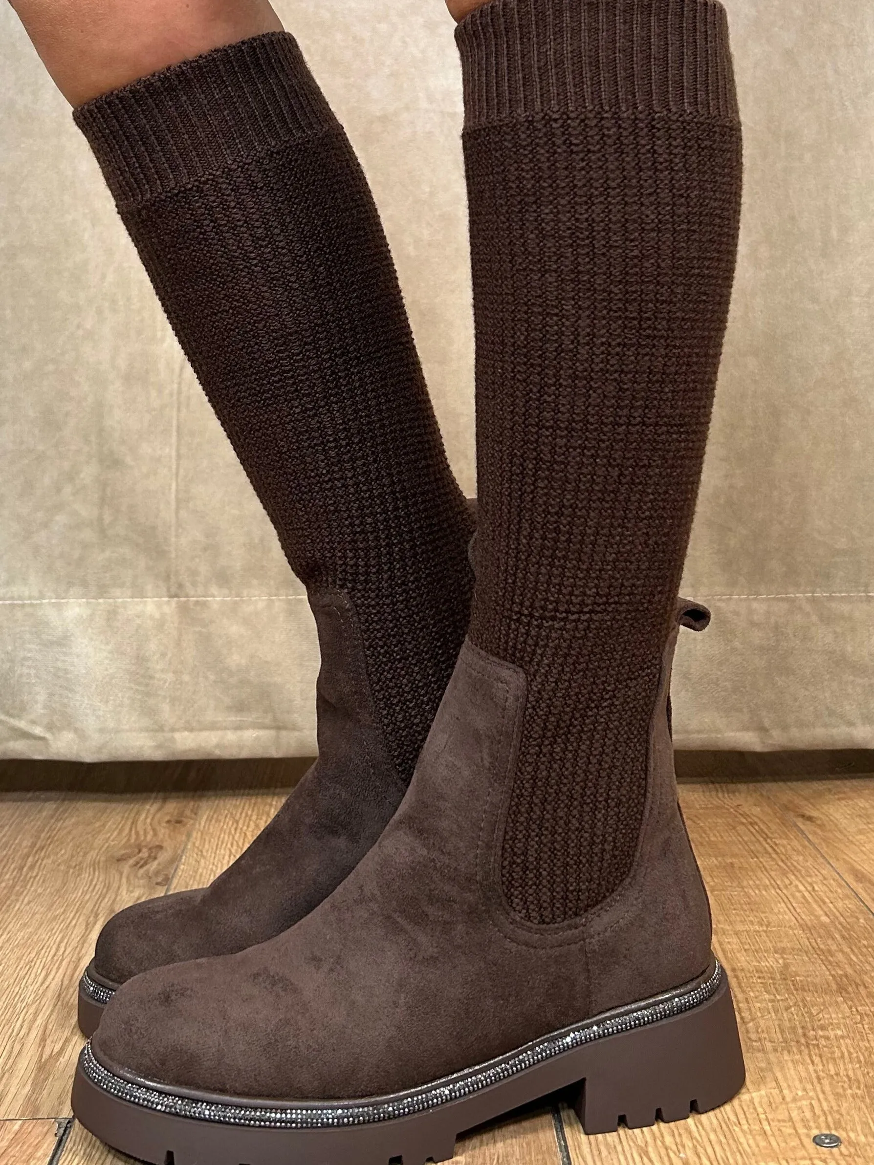 Gloria Glitter Sock Boots