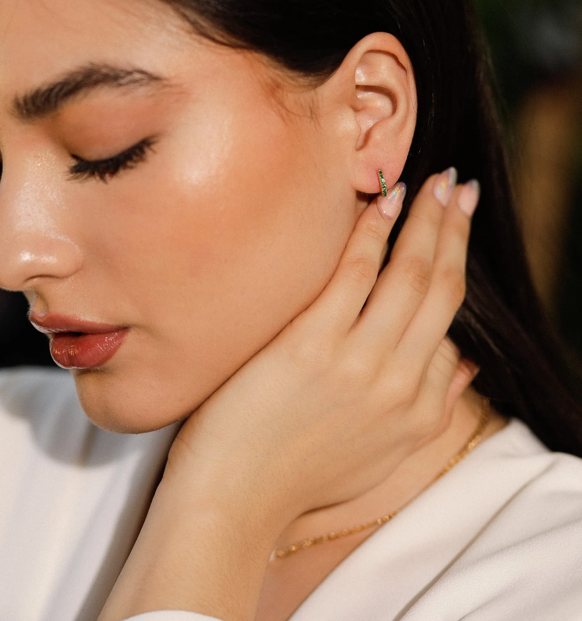 Green Hoop Earrings