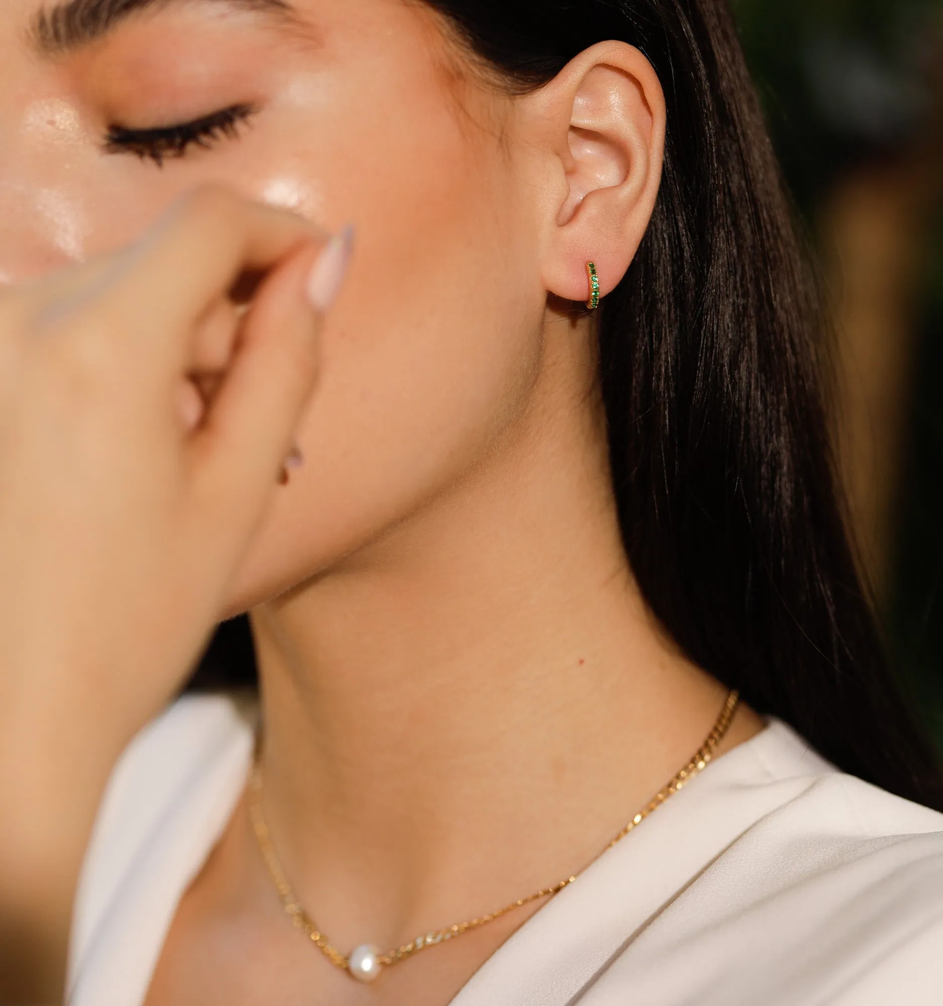 Green Hoop Earrings