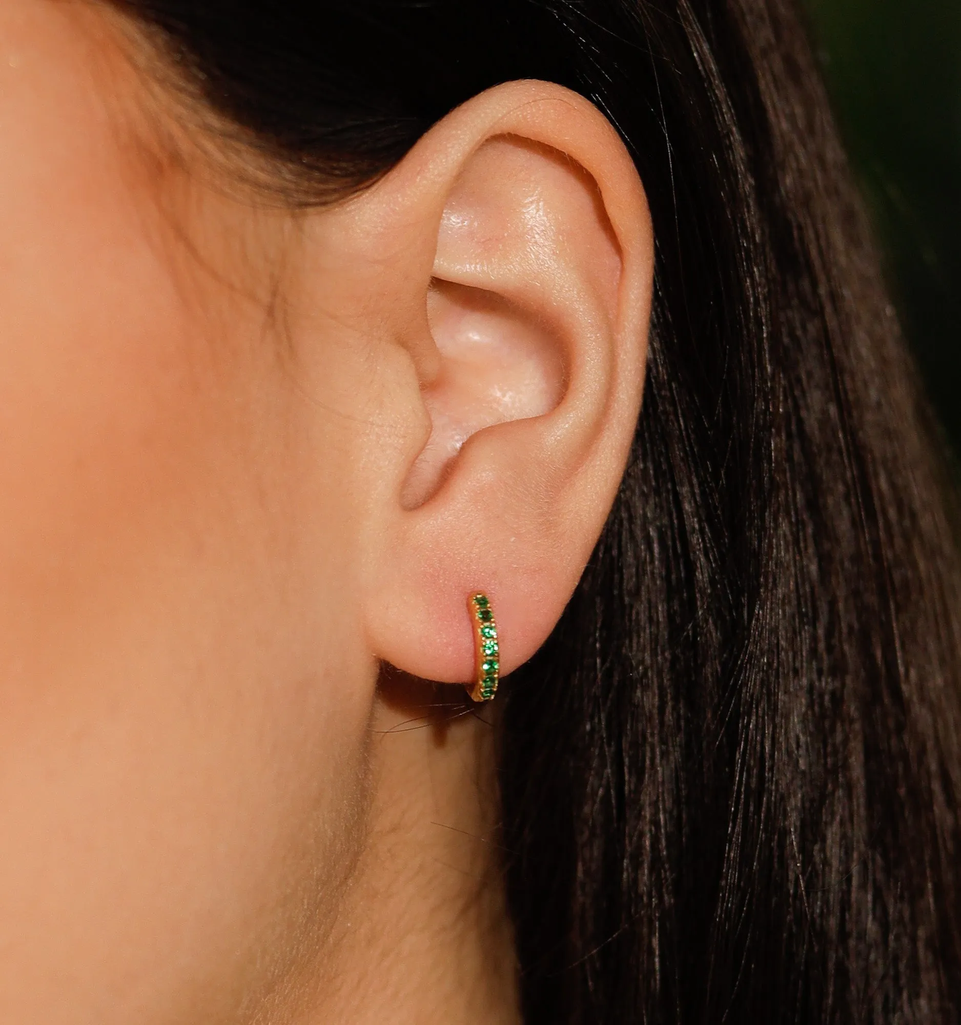 Green Hoop Earrings