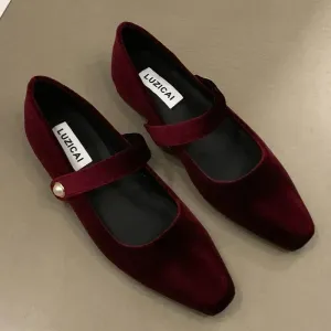 Hnzxzm Suede Flats Loafers Women Marie Janes Spring Shoes 2024 Square Toe Ballet Dance Shoes Fashion Luxury Dress Zapatillas De Mujer