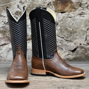 Horse Power Kango Boot with Ostrich Vamp in Tabbaco and Black Shank