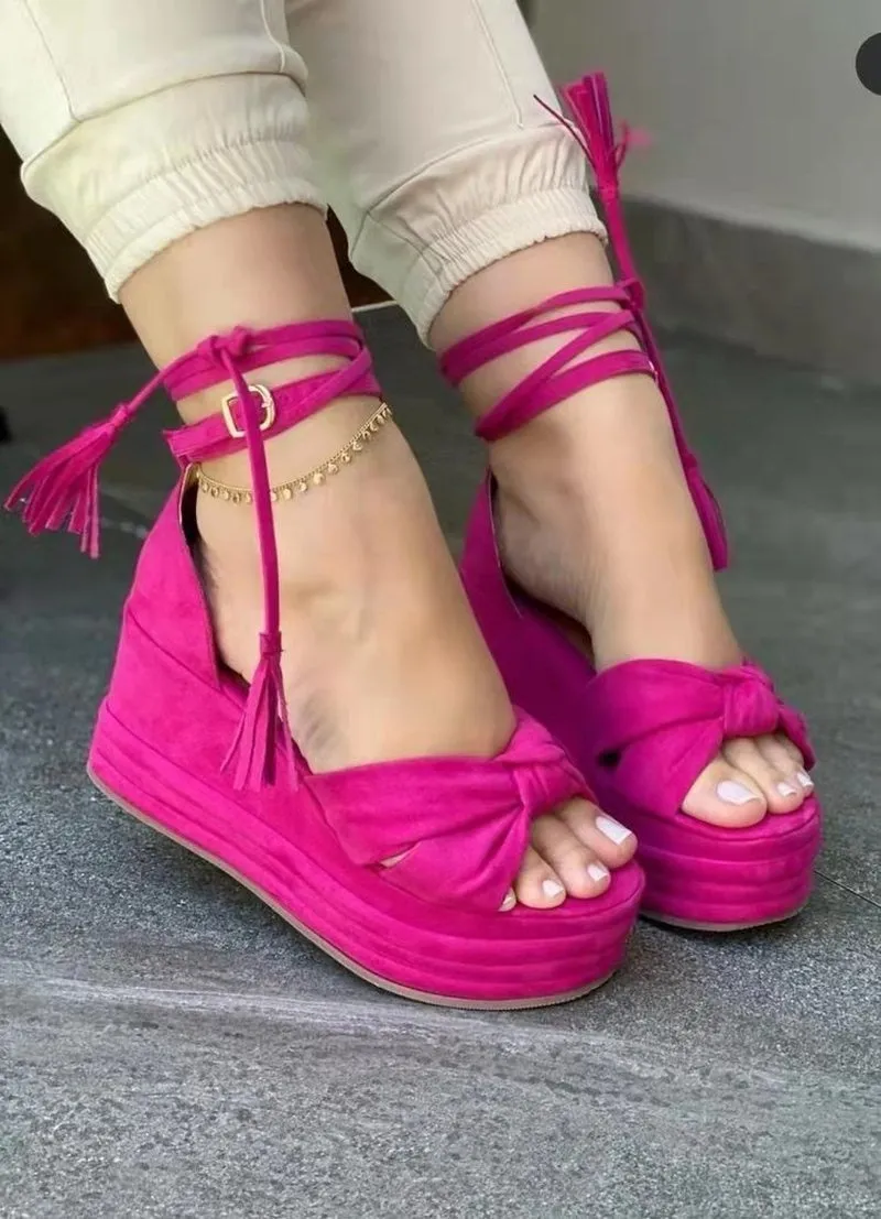 Joskaa Women Sandals 2024 New Heels Woman Slippers Platform Wedges Shoes Ladies Summer Slides Mujer Buckle Flip Flops Plus Size 43