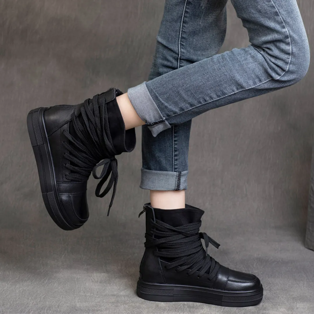 Lace-Up MId Heel Martin Boots