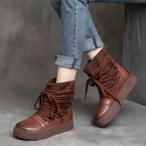 Lace-Up MId Heel Martin Boots