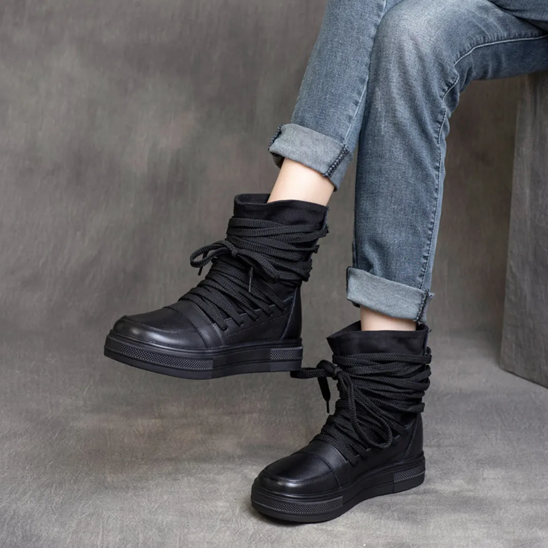 Lace-Up MId Heel Martin Boots