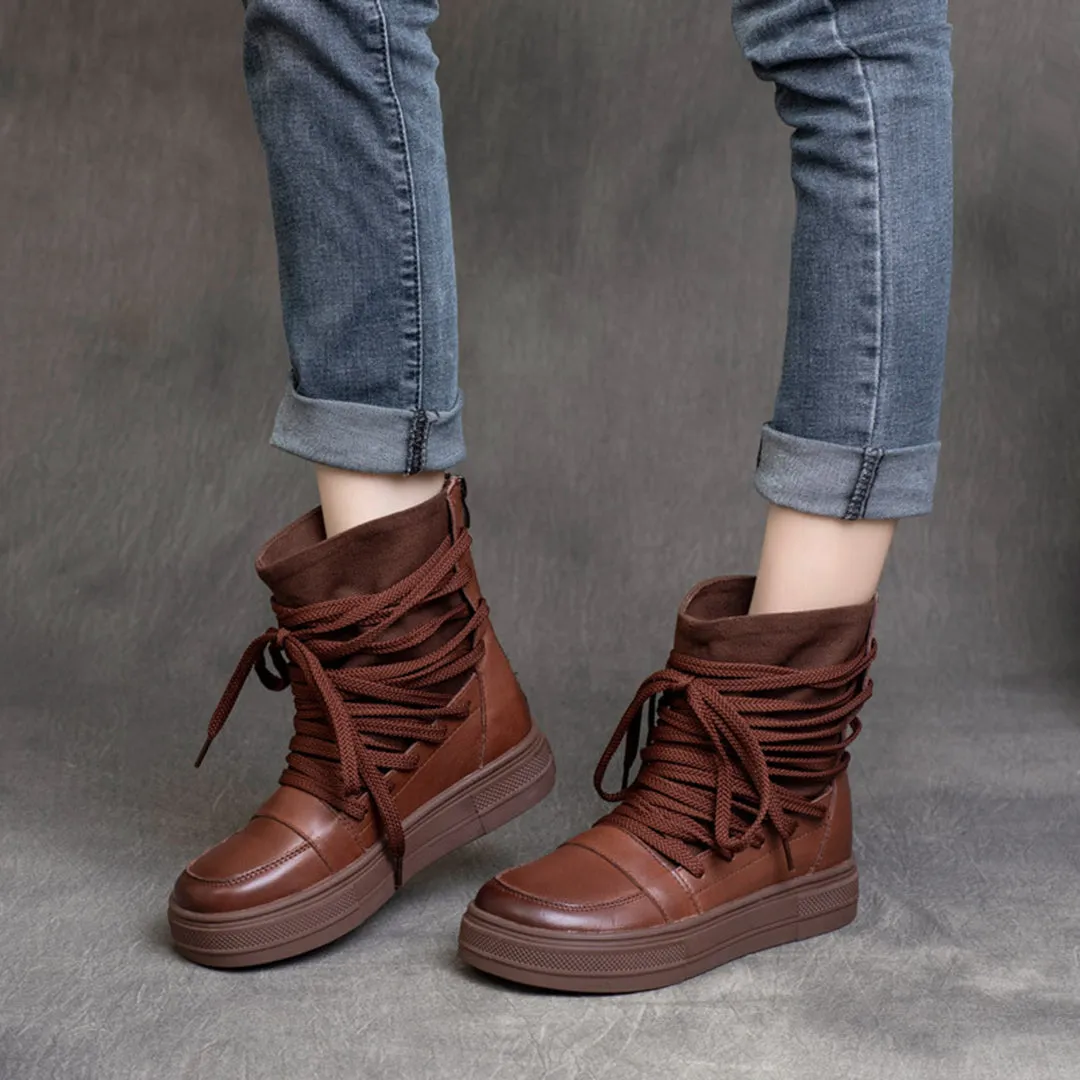Lace-Up MId Heel Martin Boots