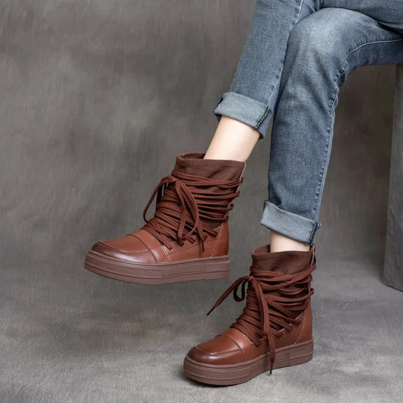 Lace-Up MId Heel Martin Boots