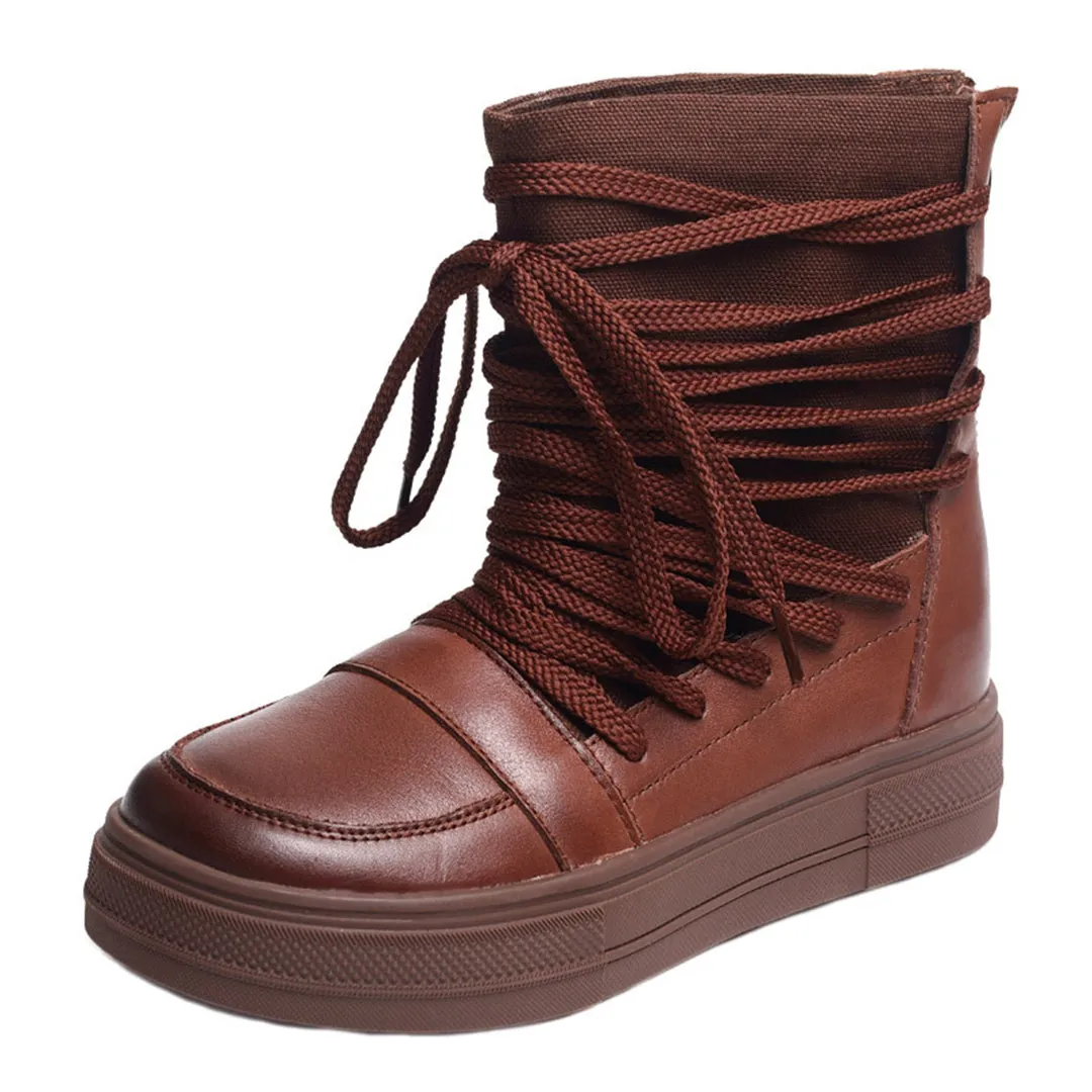 Lace-Up MId Heel Martin Boots