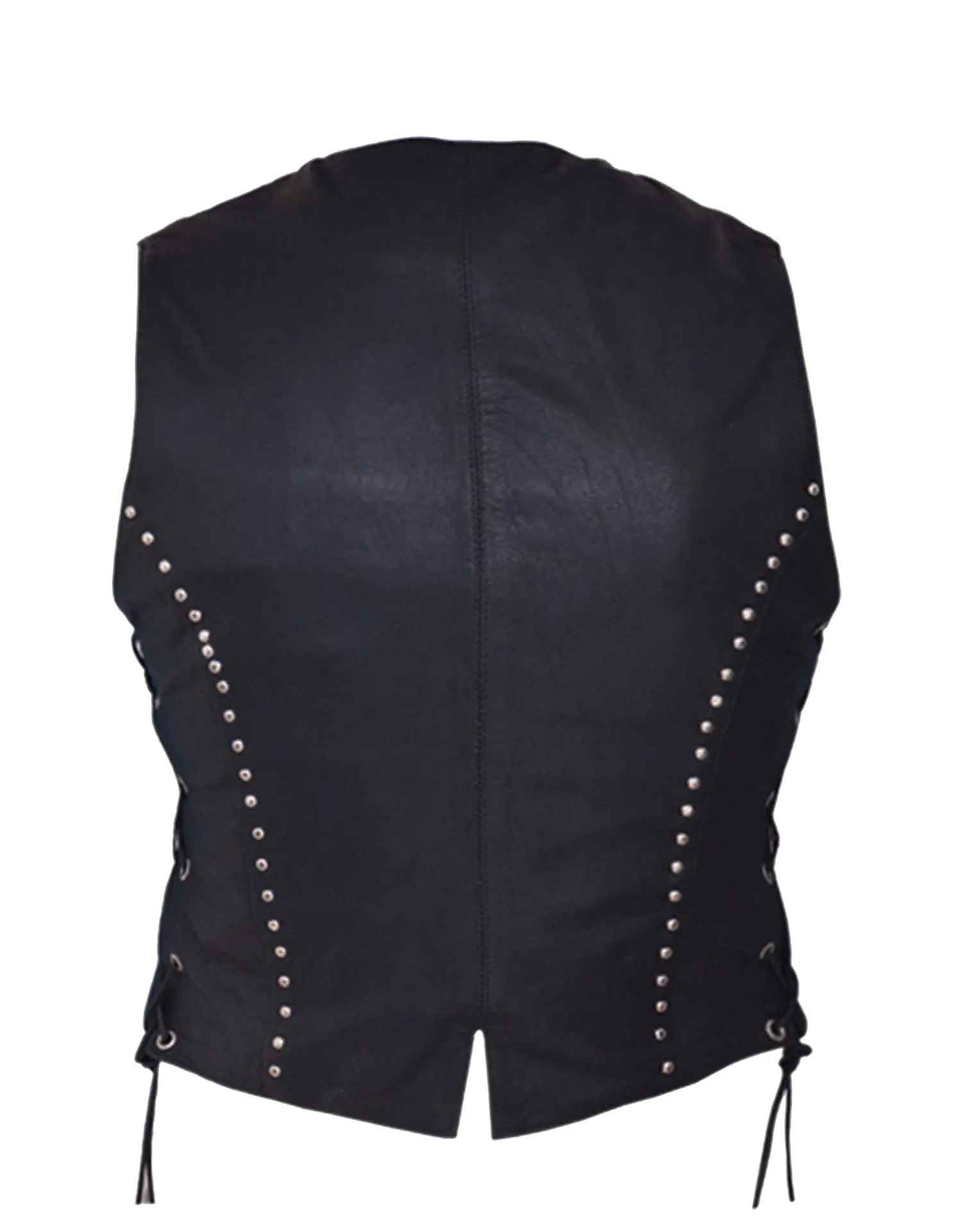Ladies Premium Studded Leather Motorcycle  Vest