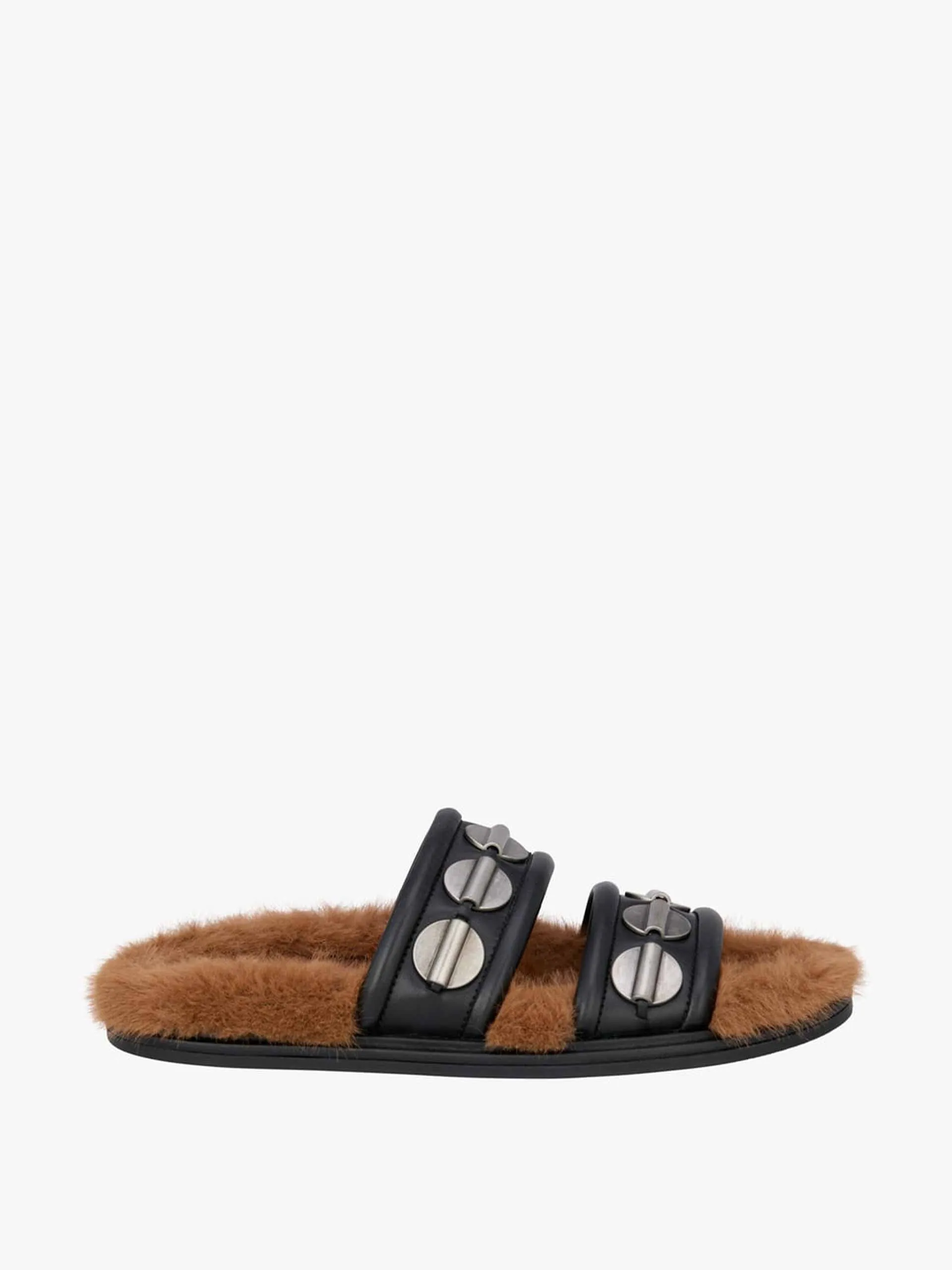 Leather flat slider sandals