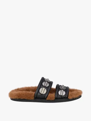 Leather flat slider sandals