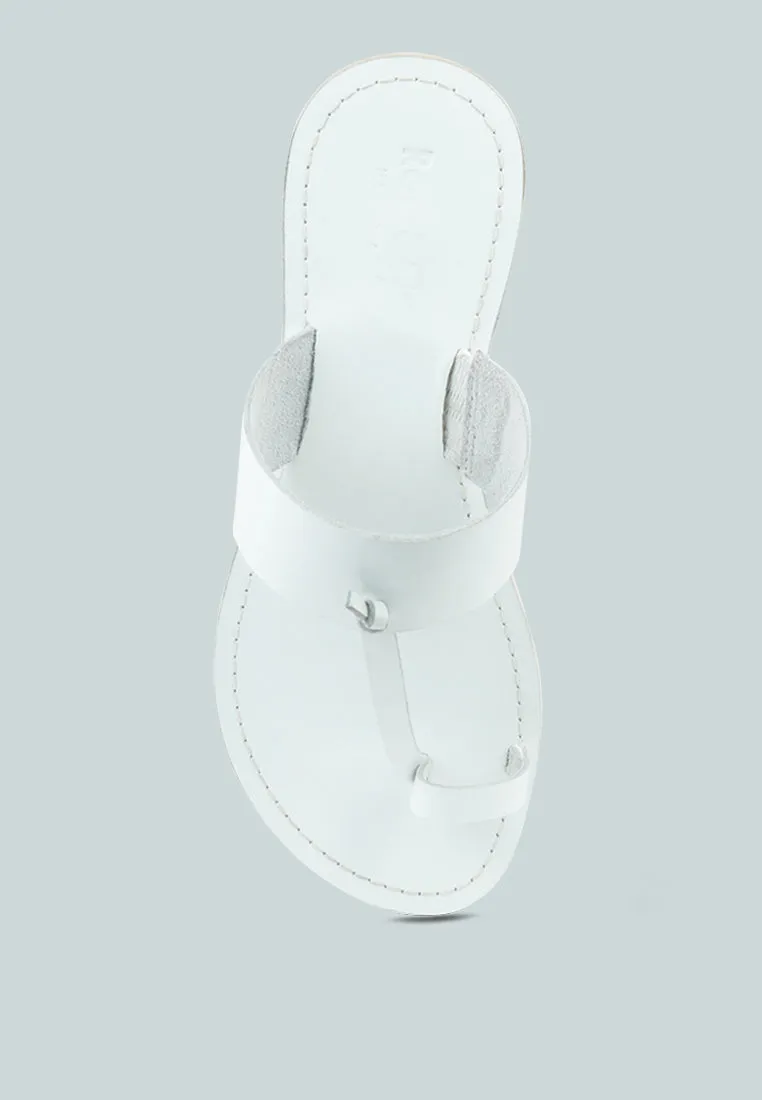 LEONA White Thong Flat Sandals