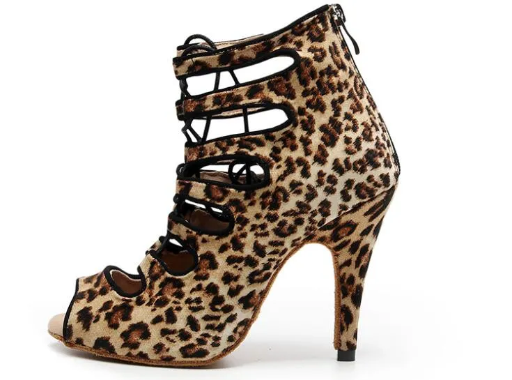 Leopard Suede Dance Boots For Heel Dance Class