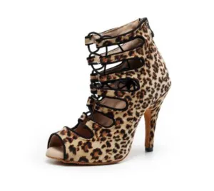 Leopard Suede Dance Boots For Heel Dance Class