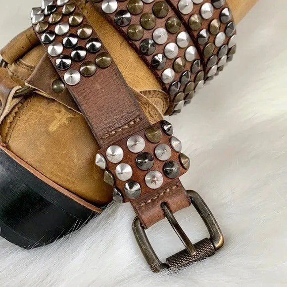 LIEBESKIND BERLIN Studded Tan Brown Leather Belt