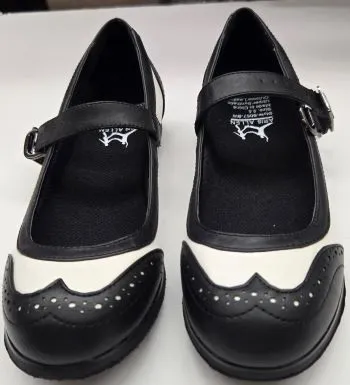 Mary Jane -- Suede Sole Strap -- Black/White