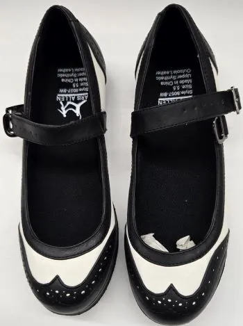 Mary Jane -- Suede Sole Strap -- Black/White