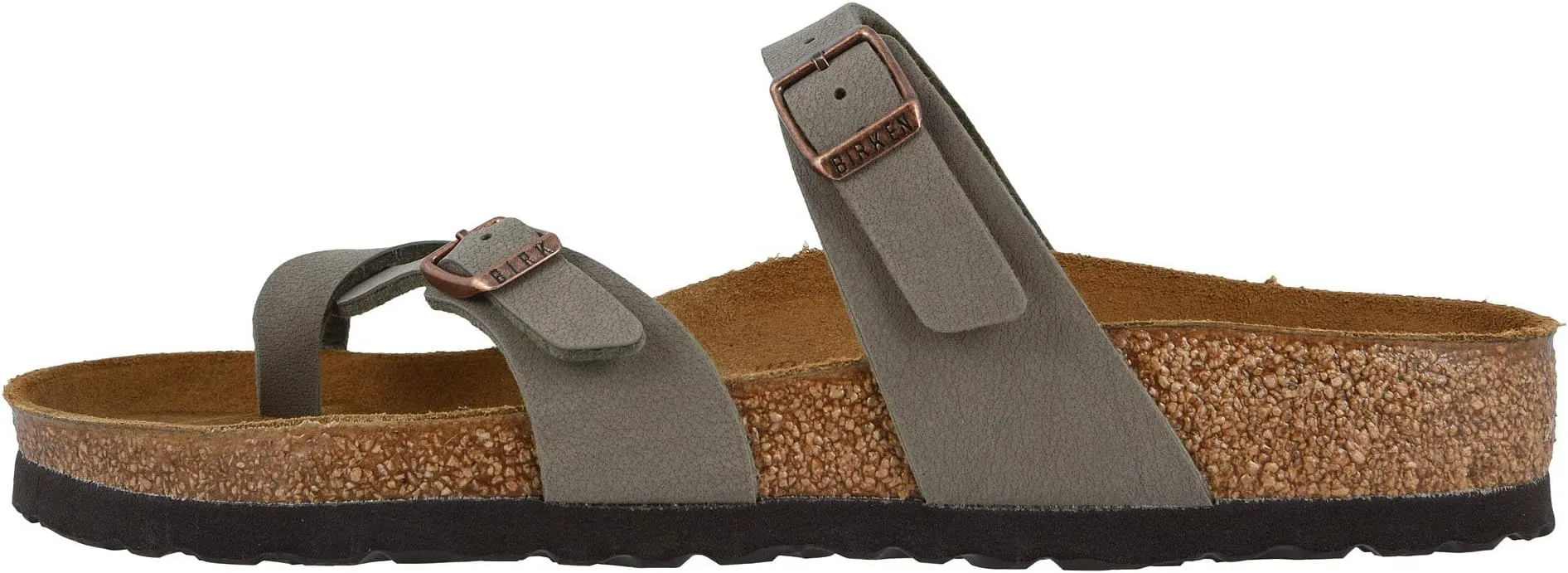 Mayari Flat Sandals - Birko-Flor & Birkibuc Birkenstock, Stone Birkibuc
