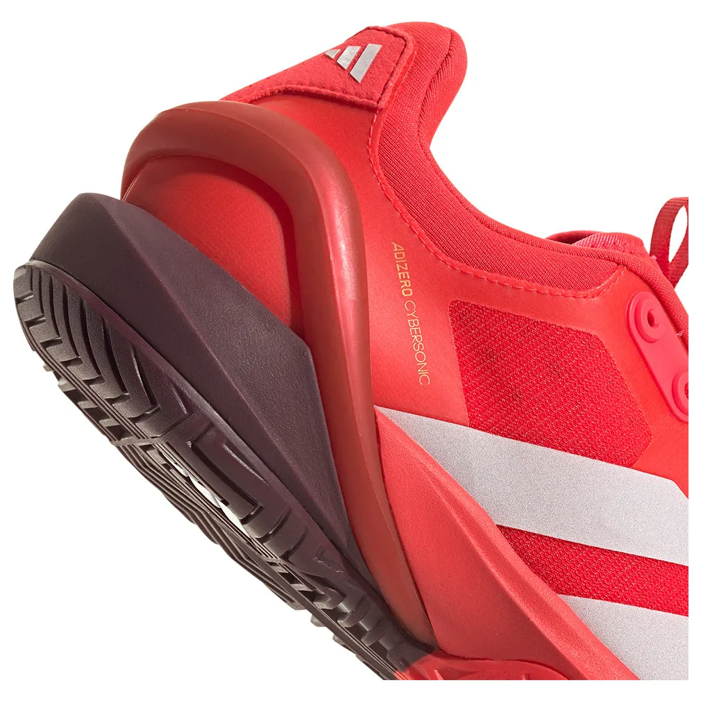 Men`s Adizero Cybersonic 2 Tennis Shoes Lucid Red and Aurora Ruby