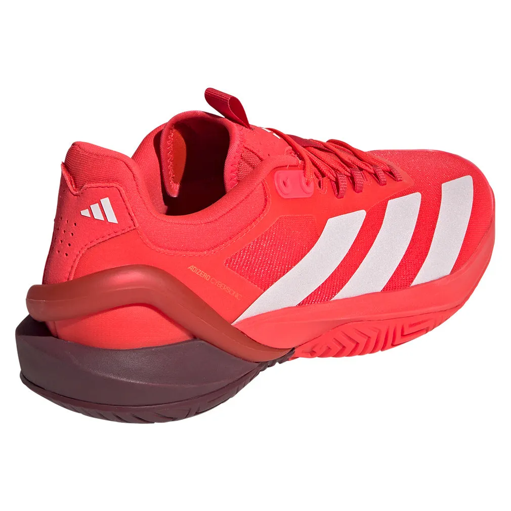 Men`s Adizero Cybersonic 2 Tennis Shoes Lucid Red and Aurora Ruby