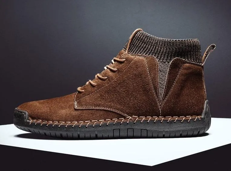 Mens casual ankle boots suede retro lace-up boots fall/winter shoes for men
