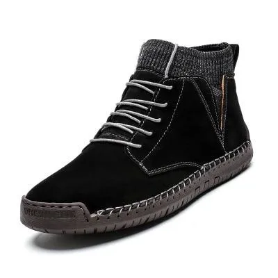 Mens casual ankle boots suede retro lace-up boots fall/winter shoes for men