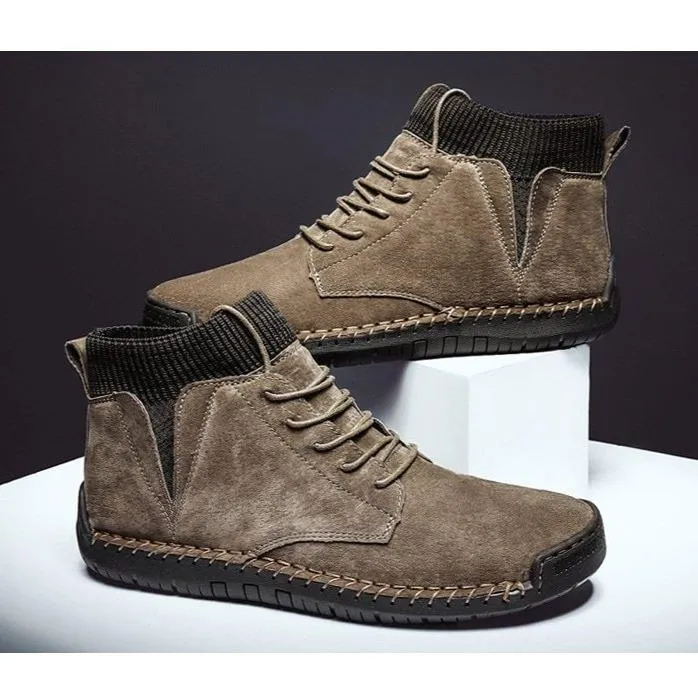 Mens casual ankle boots suede retro lace-up boots fall/winter shoes for men