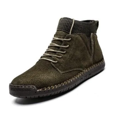 Mens casual ankle boots suede retro lace-up boots fall/winter shoes for men