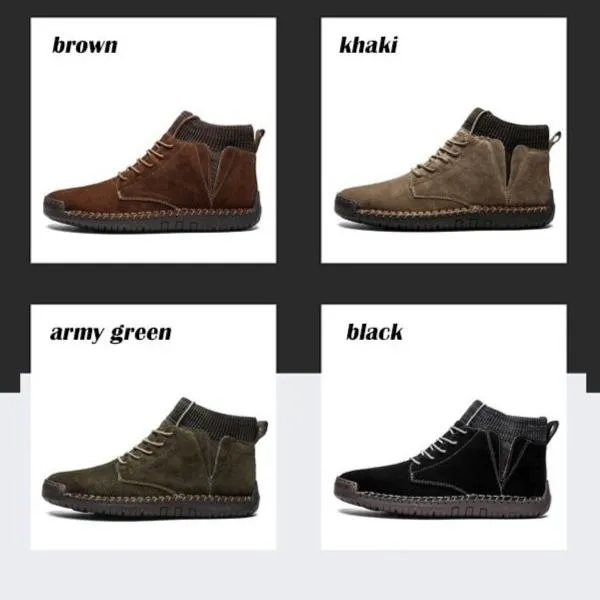 Mens casual ankle boots suede retro lace-up boots fall/winter shoes for men