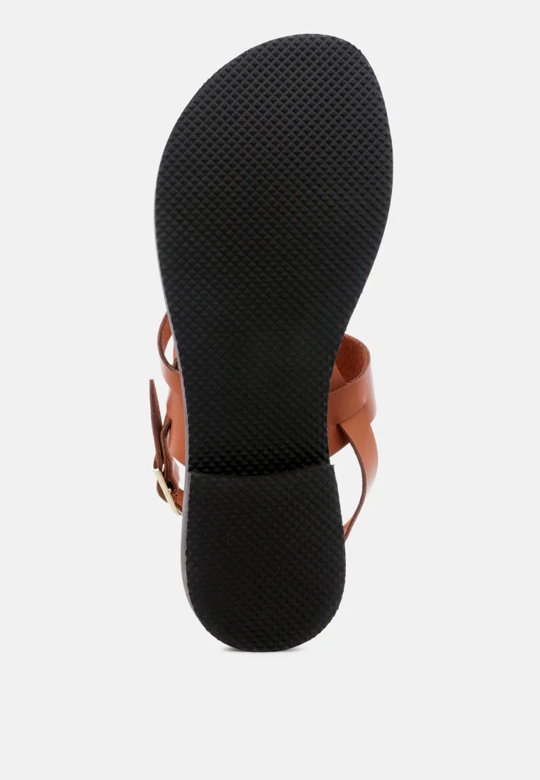 MONA Tan Flat Summer Sandals