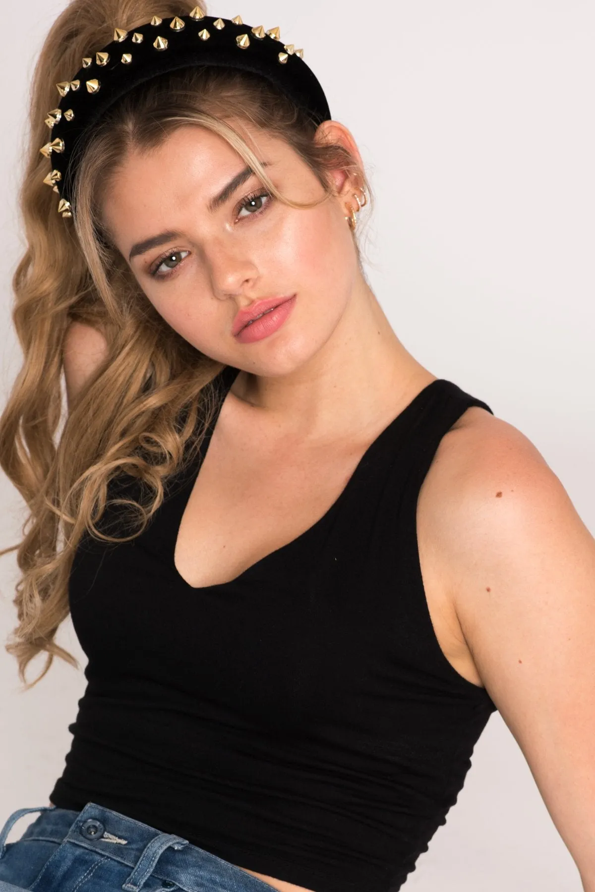 New York Doll Studded Padded Headband
