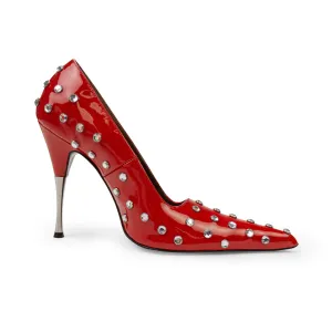 NIB Area RED POLKA DOT STUDDED PUMP Heel Shoes Size 39 $695