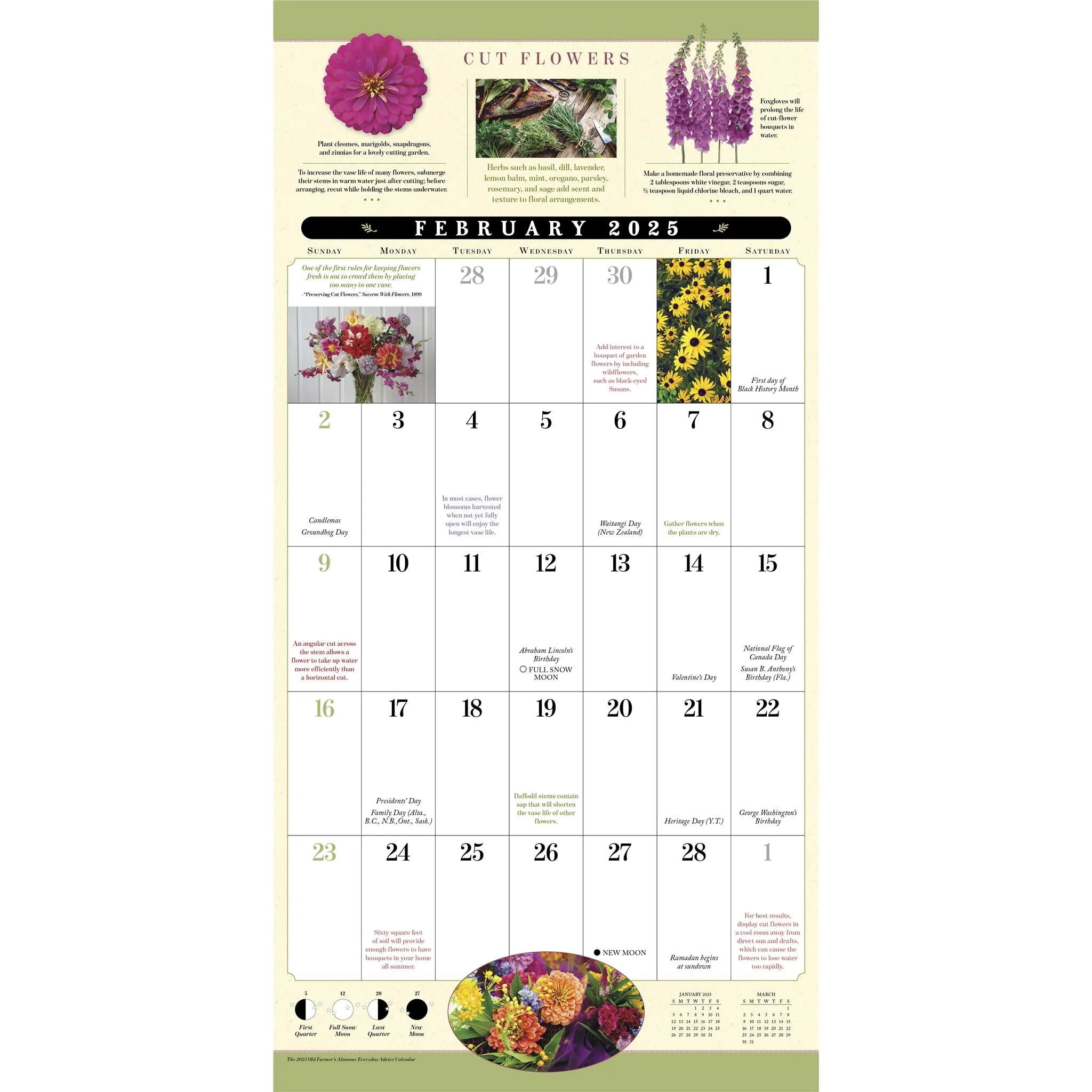Old Farmers Almanac Everyday Advice Wall 2025 Calendar
