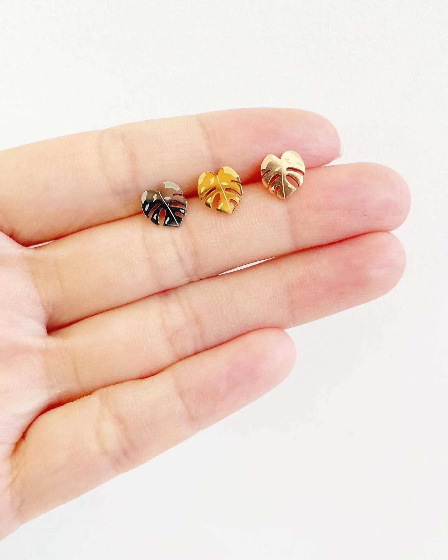 PD04 Monstera Albo & Thai Constellation Plant Studs earrings