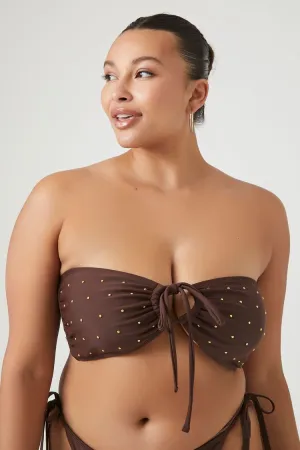 Plus Size Studded Bandeau Bikini Top