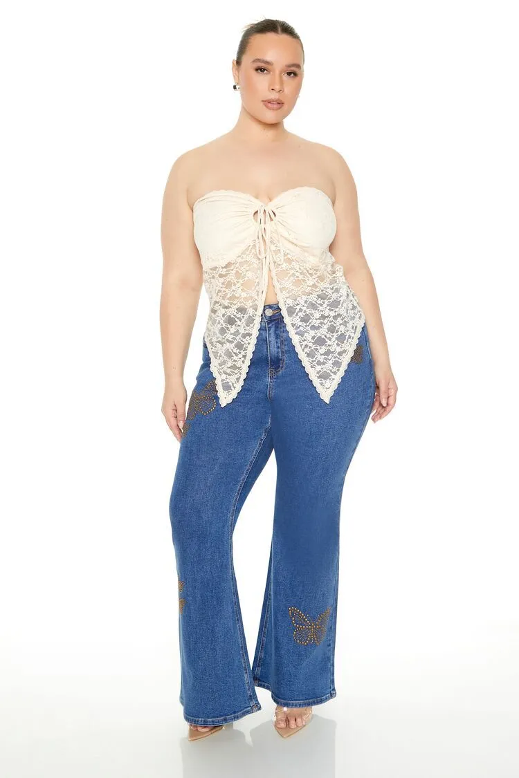 Plus Size Studded Butterfly Jeans
