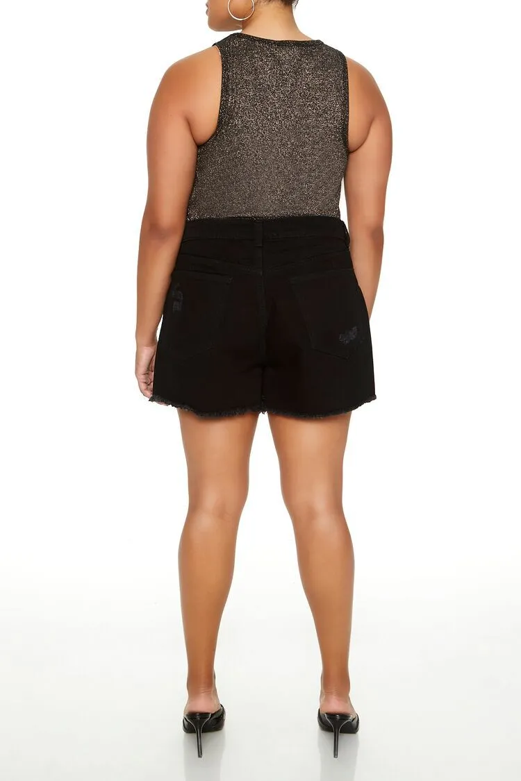 Plus Size Studded Denim Shorts