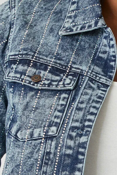 Plus Size Studded Denim Trucker Jacket