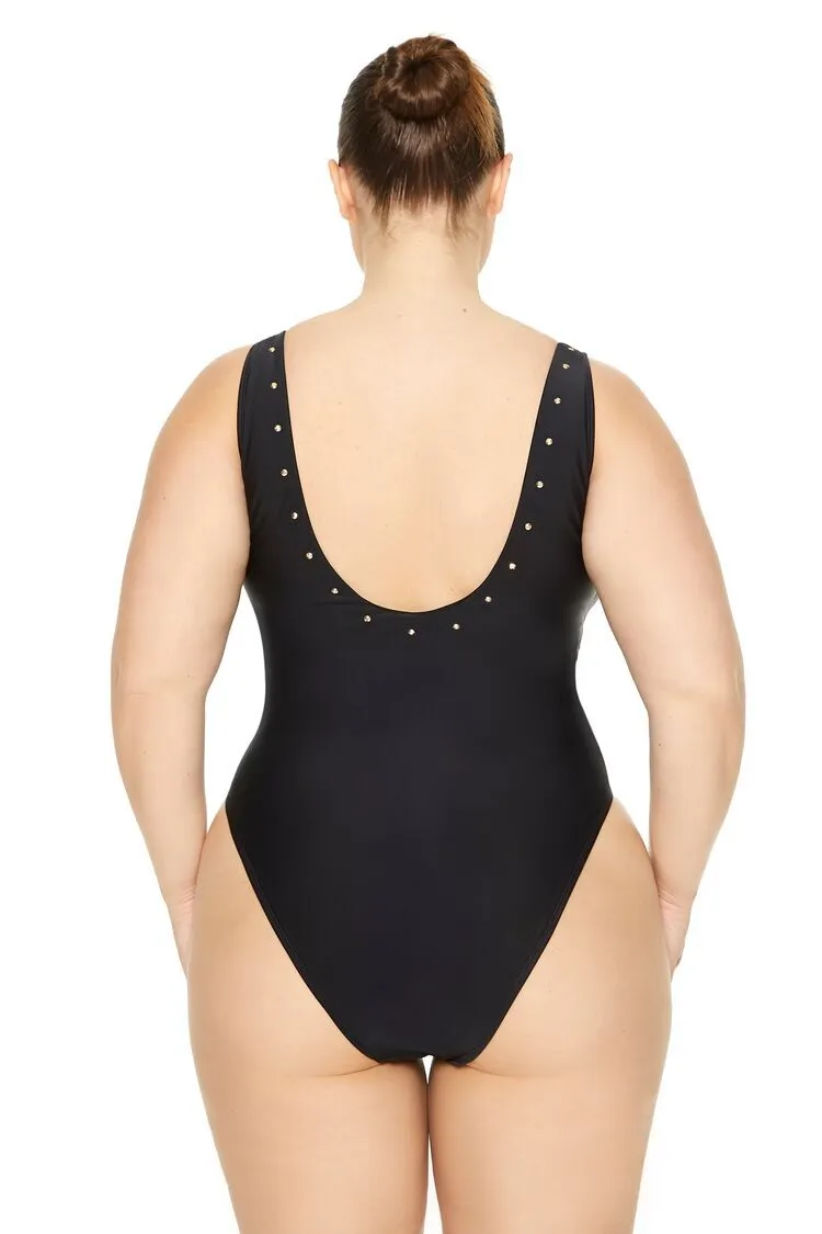 Plus Size Studded One-Piece Swimsuit