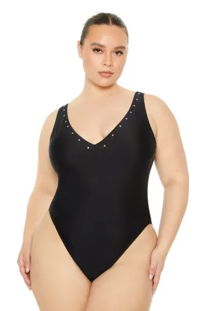 Plus Size Studded One-Piece Swimsuit