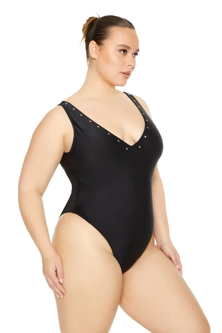 Plus Size Studded One-Piece Swimsuit