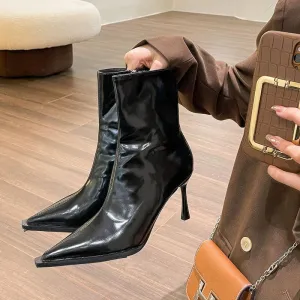 Purpdrank - Autumn Winter Women Ankle Boots Sexy Pointed Toe Short Booties Shoes Fashion Partys Thin High Heel Shoes