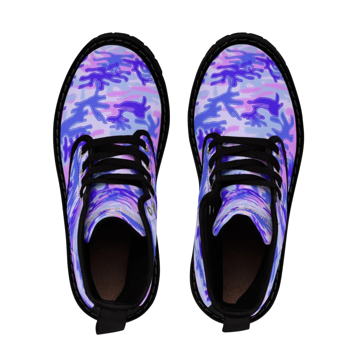 Purple Camo Men's Boots, Pastel Purple Camouflage Military Army Winter Hiking Boots